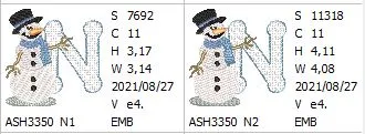 Snowflakes and Snowmen Monogram Letter N