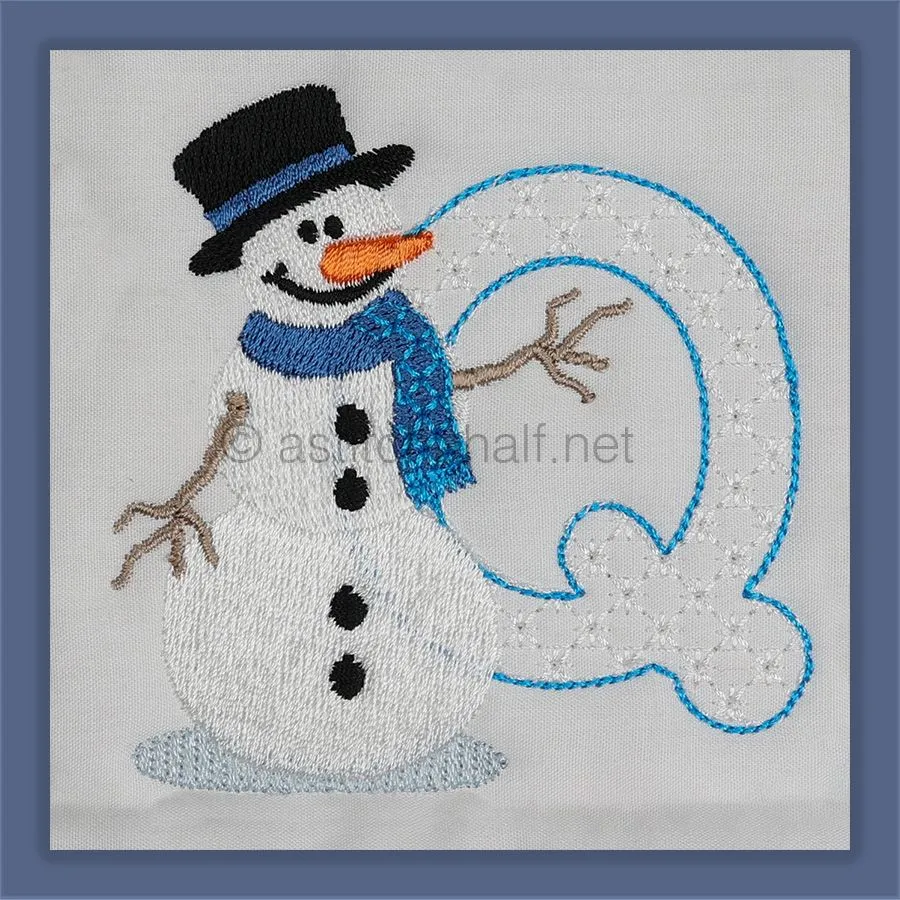 Snowflakes and Snowmen Monogram Letter Q