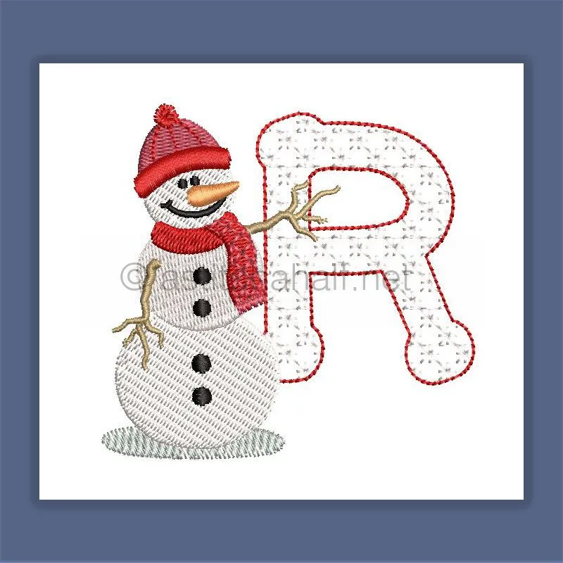 Snowflakes and Snowmen Monogram Letter R