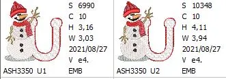 Snowflakes and Snowmen Monogram Letter U