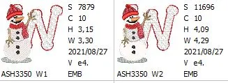 Snowflakes and Snowmen Monogram Letter W