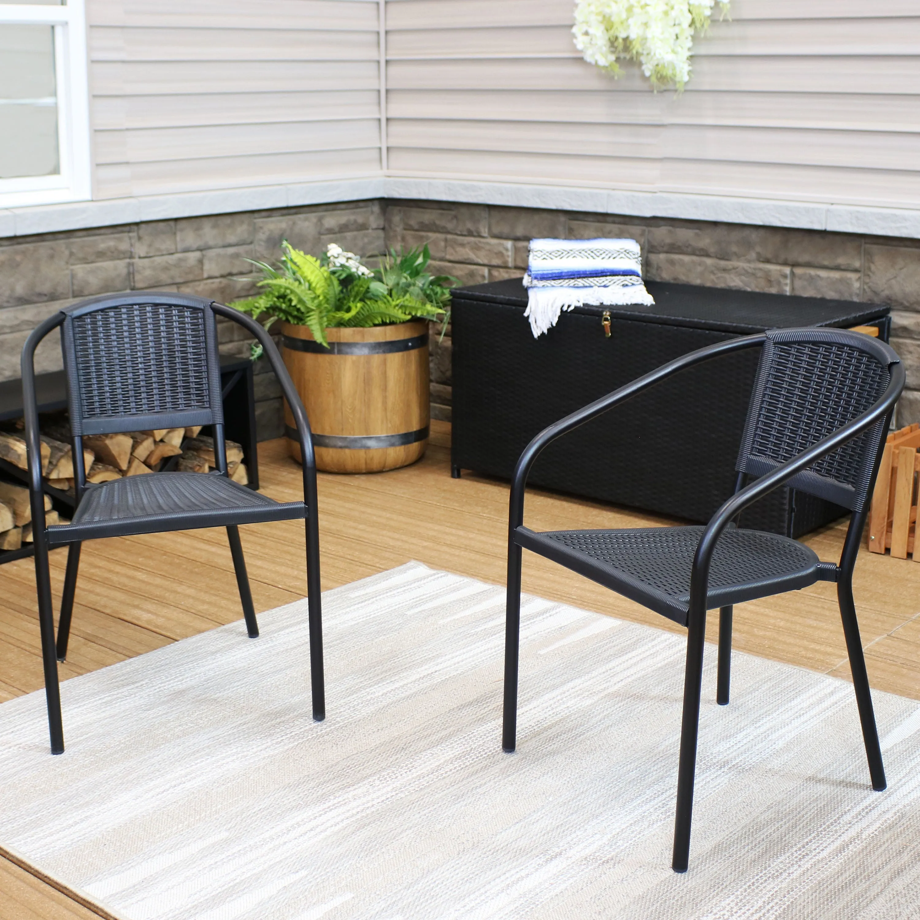 Sunnydaze Aderes Plastic Outdoor Arm Chair