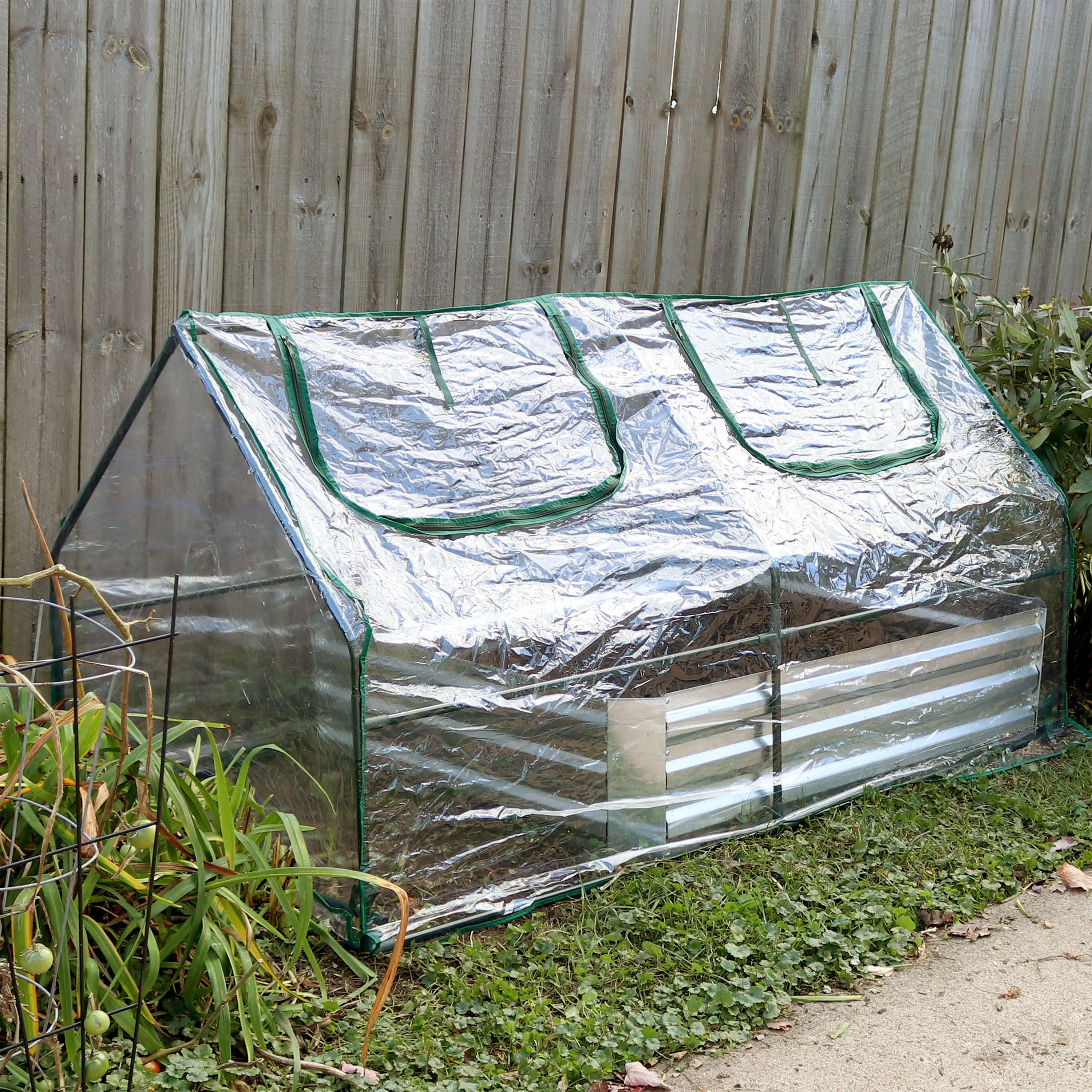 Sunnydaze Portable Mini Cloche Greenhouse with Zipper Doors - Clear