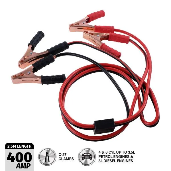 Taipan 400A C-27 Clamps & Surge Protection Jumper Lead Cables - 250cm