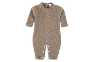 Teddy Wool Cable Knit Taupe Footless Romper