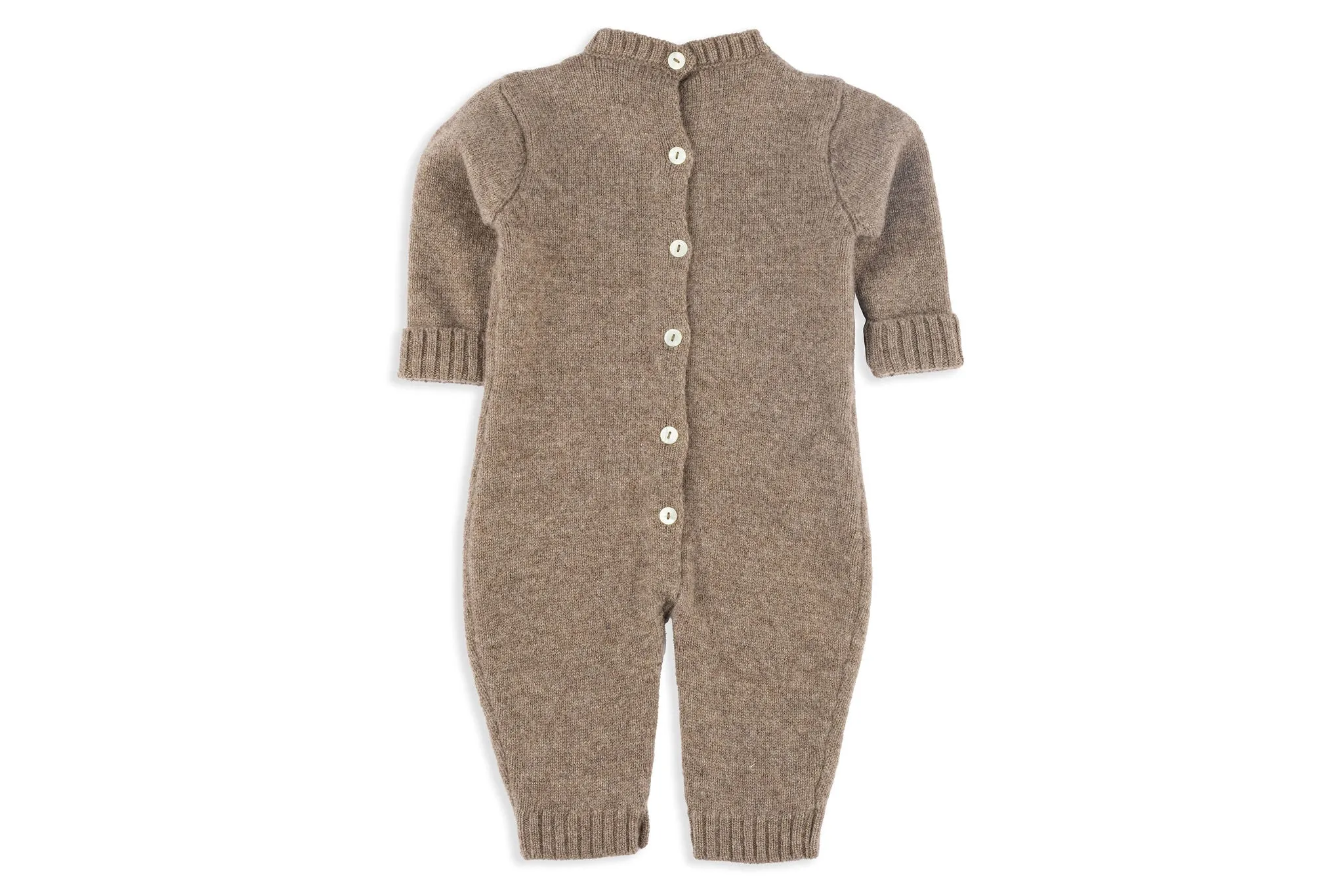 Teddy Wool Cable Knit Taupe Footless Romper