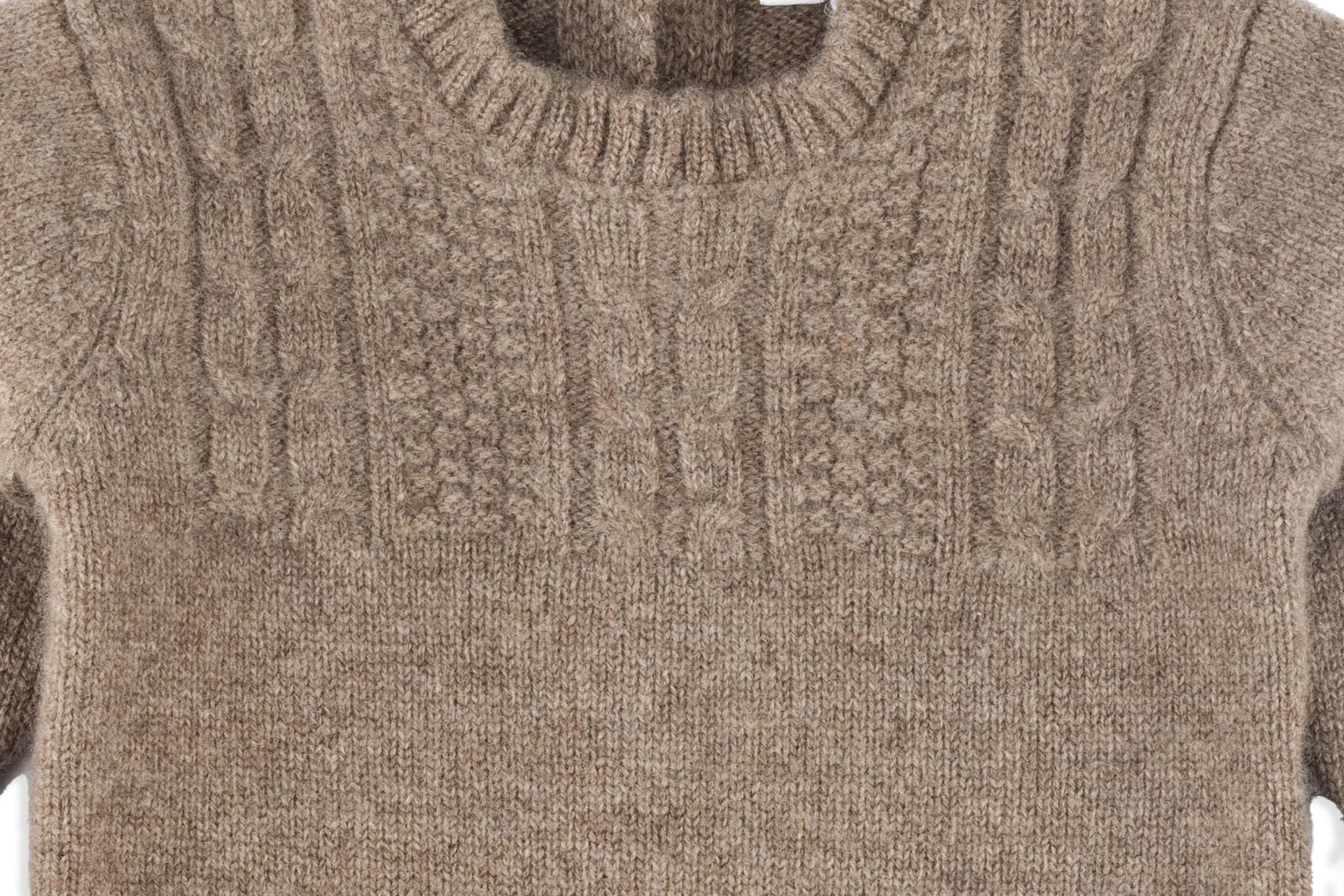Teddy Wool Cable Knit Taupe Footless Romper