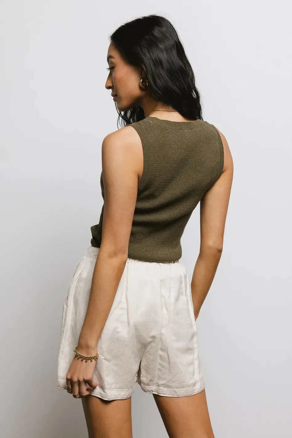 Textured Sweater Tank in Olive - FINAL SALE