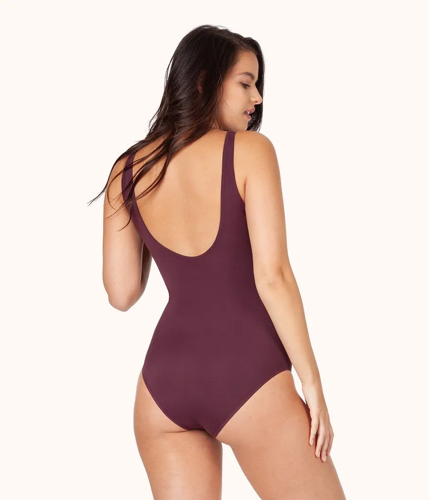The Scoop Back Bodysuit: Plum
