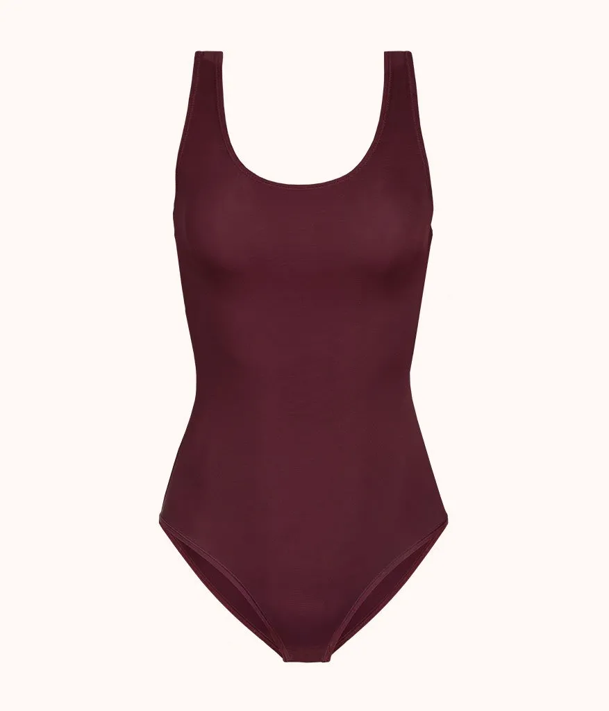 The Scoop Back Bodysuit: Plum