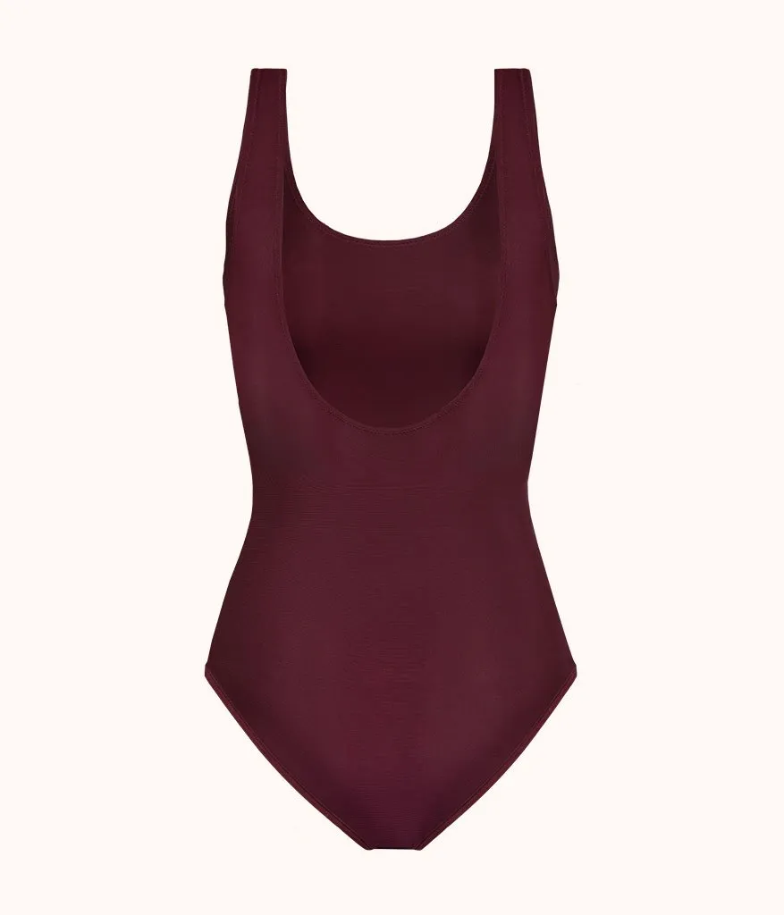The Scoop Back Bodysuit: Plum
