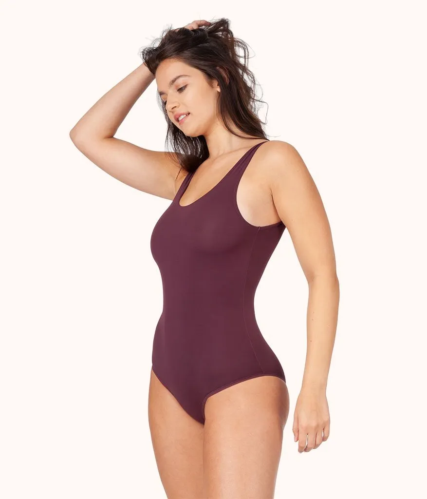 The Scoop Back Bodysuit: Plum