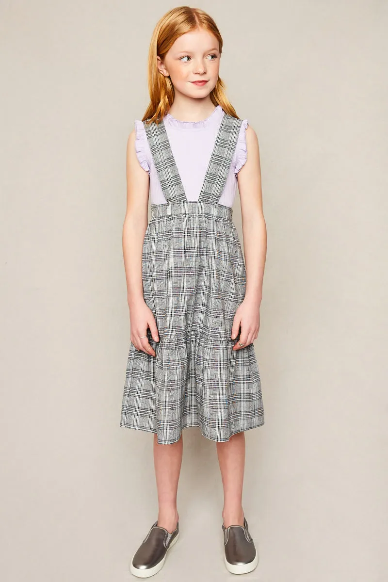 Tiered Glen Check Overall Dress