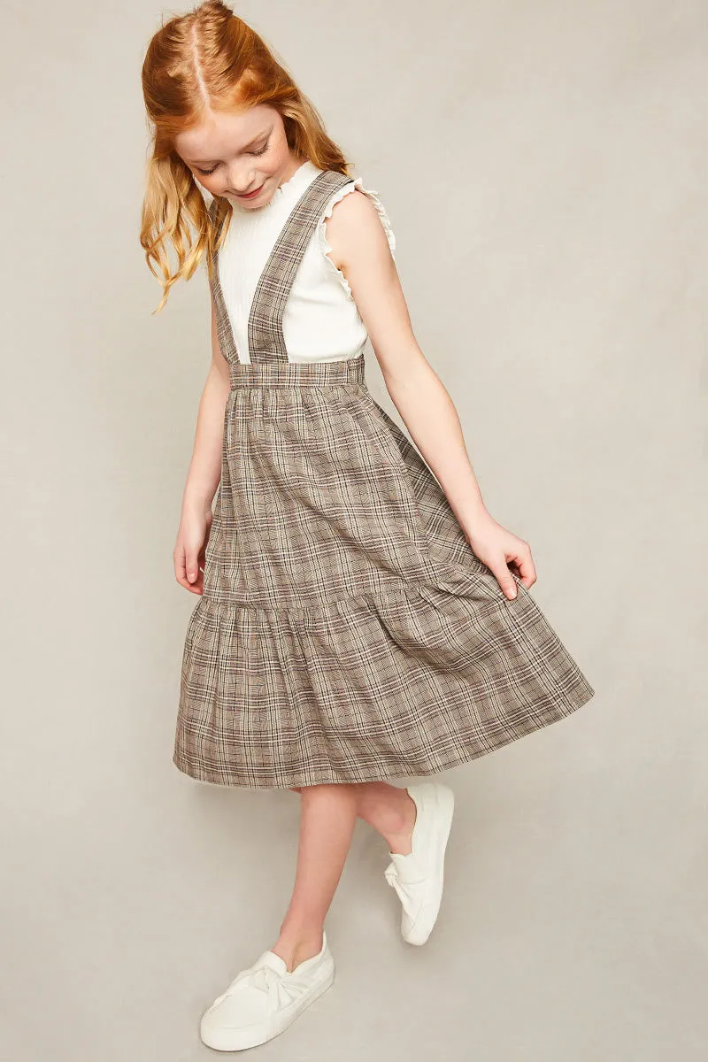 Tiered Glen Check Overall Dress