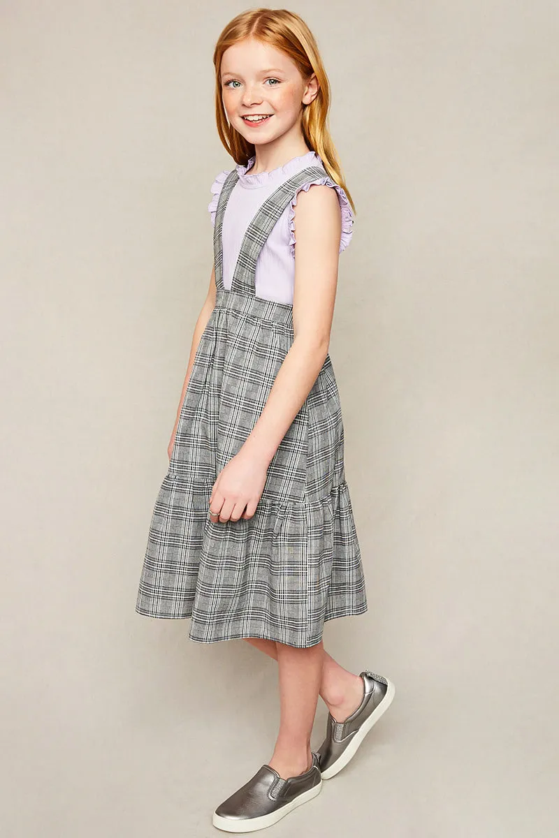 Tiered Glen Check Overall Dress