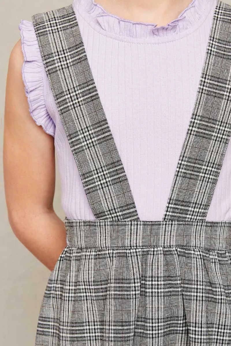 Tiered Glen Check Overall Dress