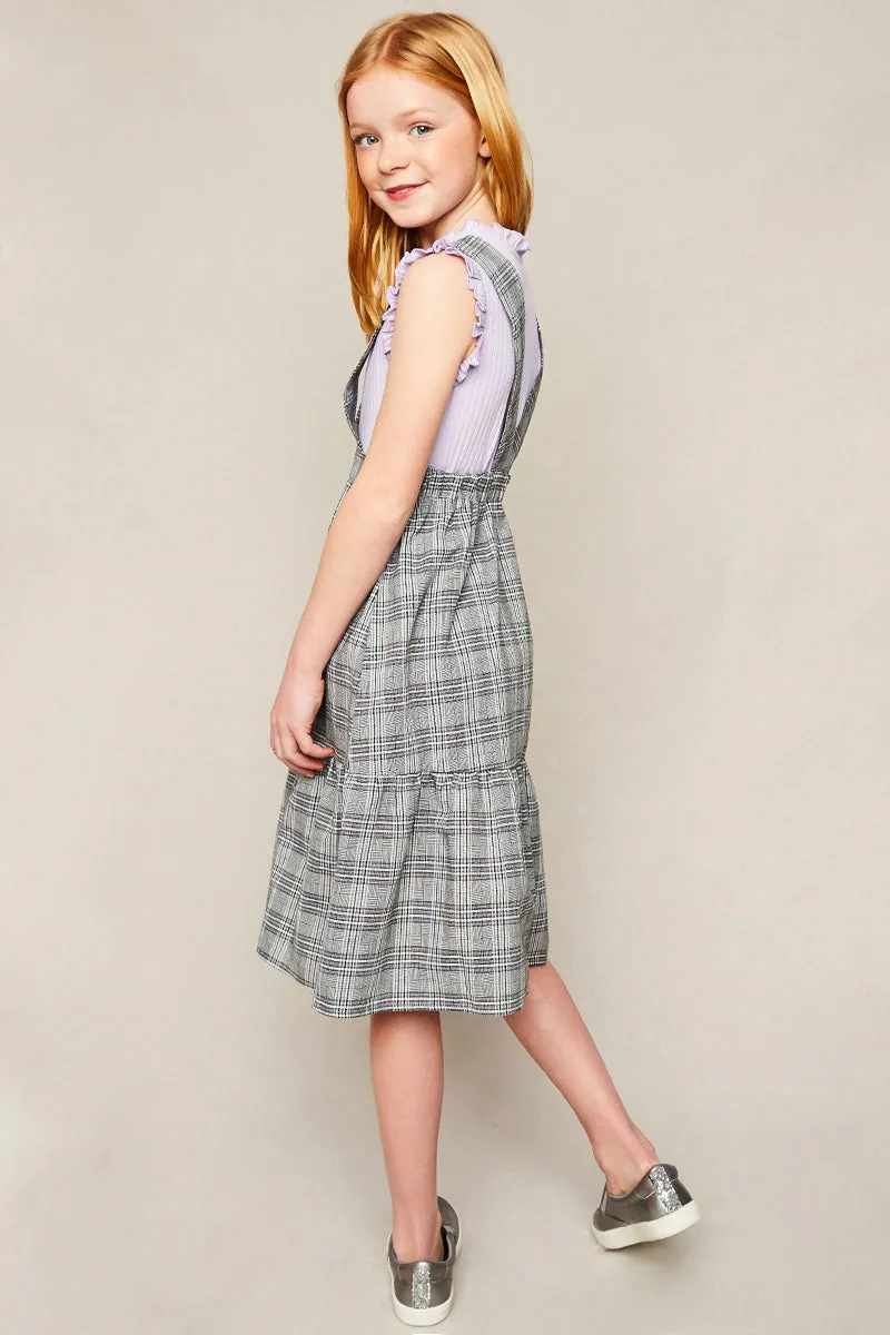 Tiered Glen Check Overall Dress