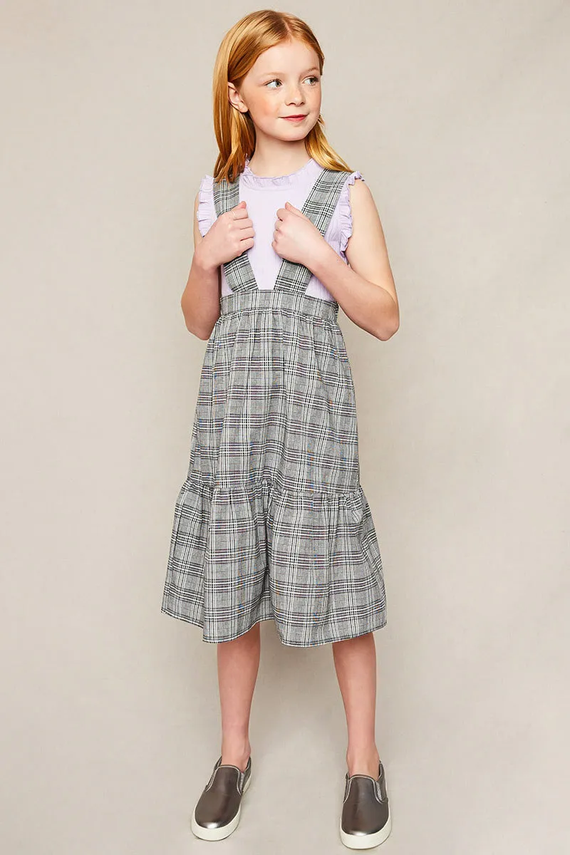 Tiered Glen Check Overall Dress