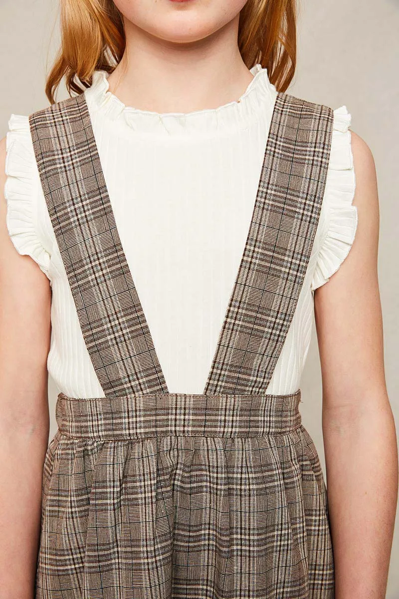 Tiered Glen Check Overall Dress