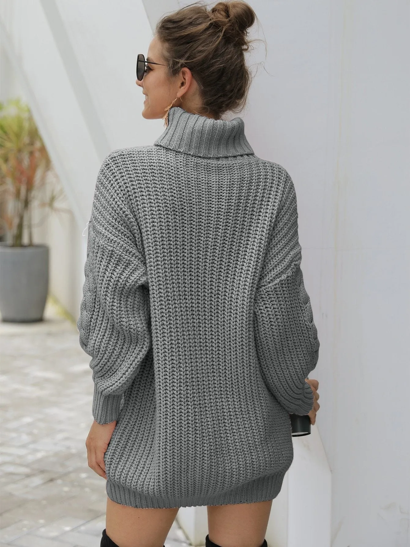 Turtleneck Cable Knit Jumper Dress