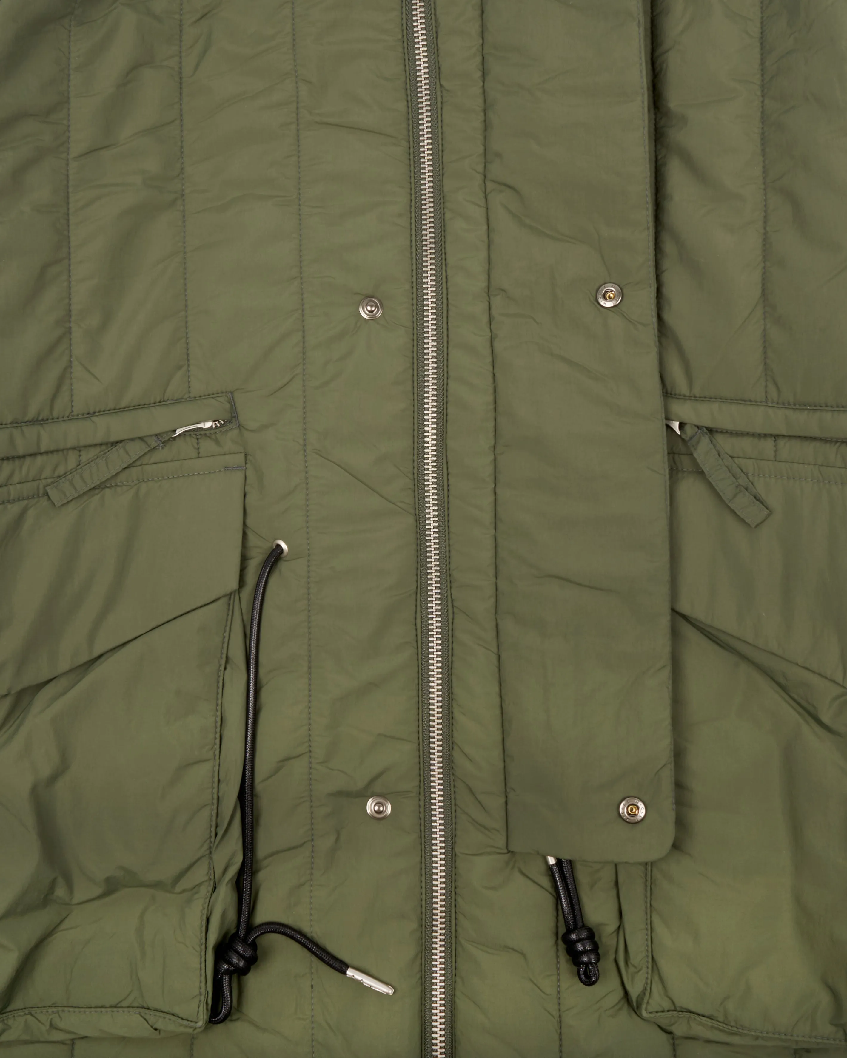 Uniform Bridge Quilting Hooded Parka - Olive