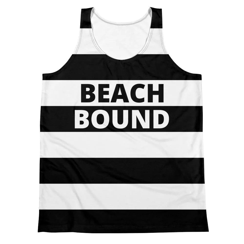 Unisex Tank Top Beach Bound Black and White