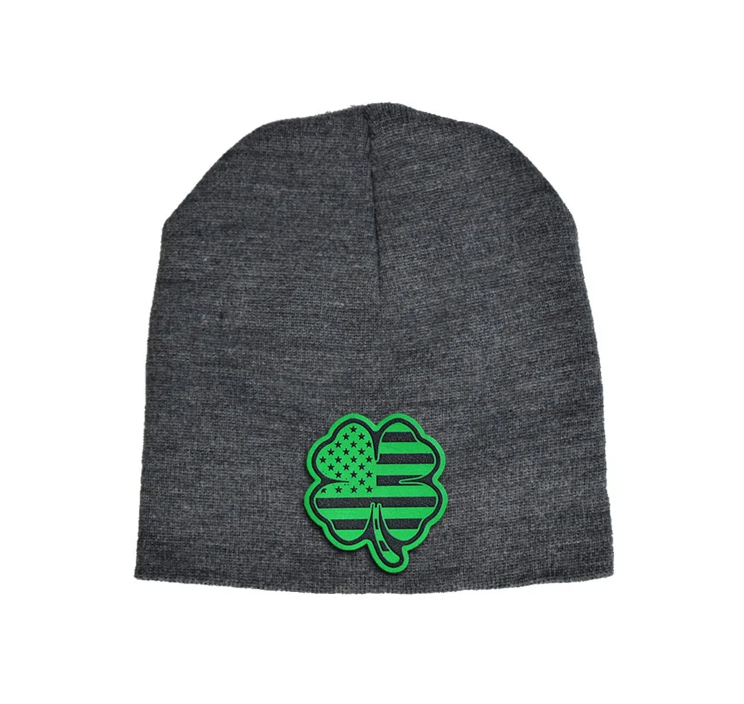 USA Clover Green Leather Beanie
