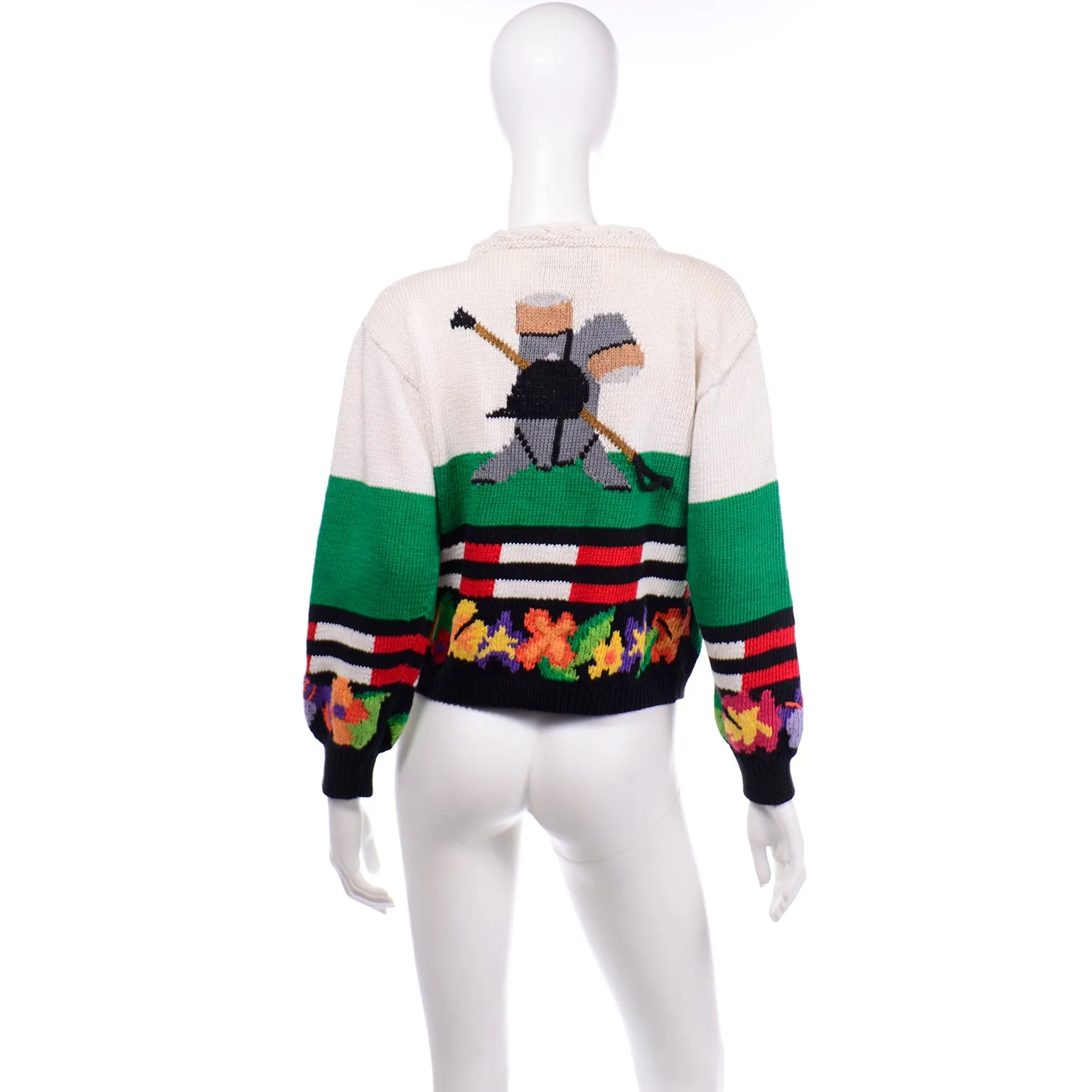 Vintage Berek Cotton Jockey Equestrian Horse Novelty Sweater