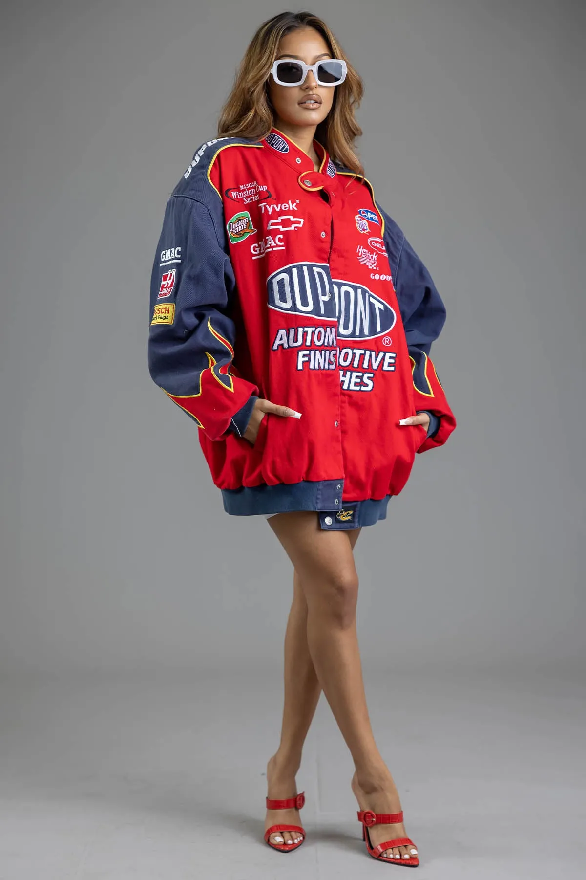 VTG NAVY DU PONT RACING BOMBER JACKET
