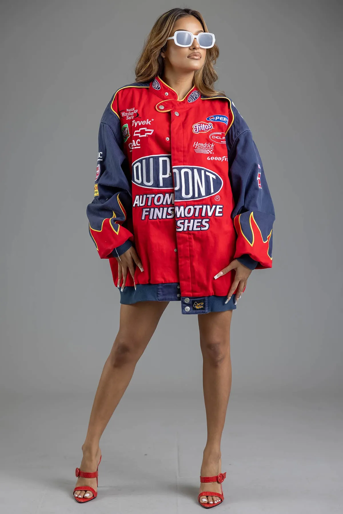 VTG NAVY DU PONT RACING BOMBER JACKET