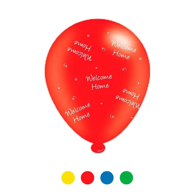 “Welcome Home” Design Latex Balloons Assorted Colours 8 Pack - Case of 6