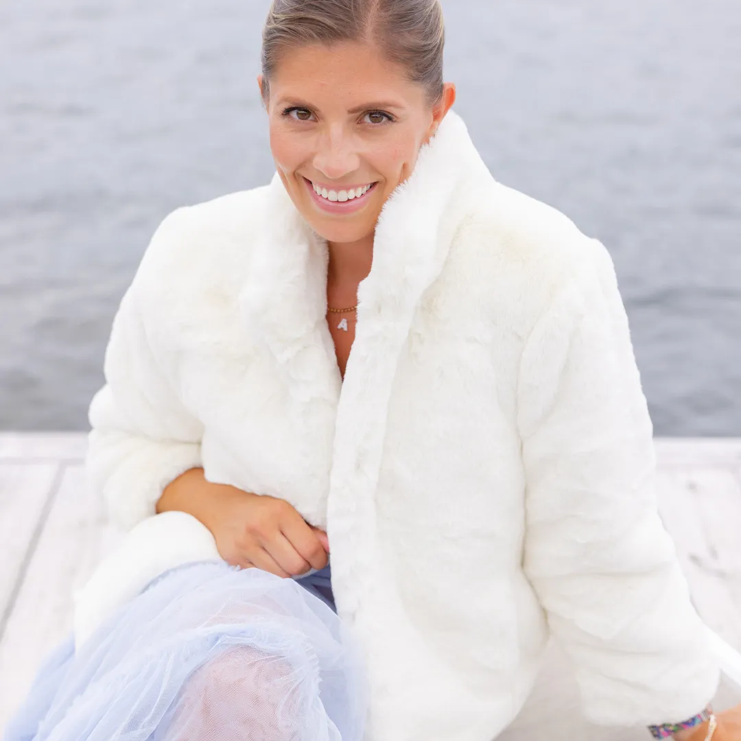 White Faux Fur Reversible Bomber Jacket