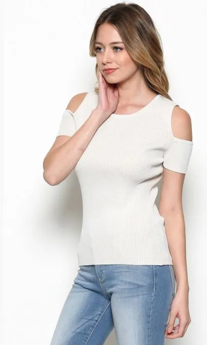 White Shoulder Cutout Tank