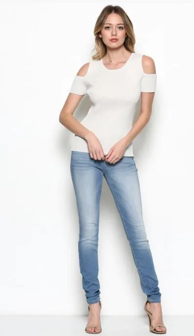 White Shoulder Cutout Tank