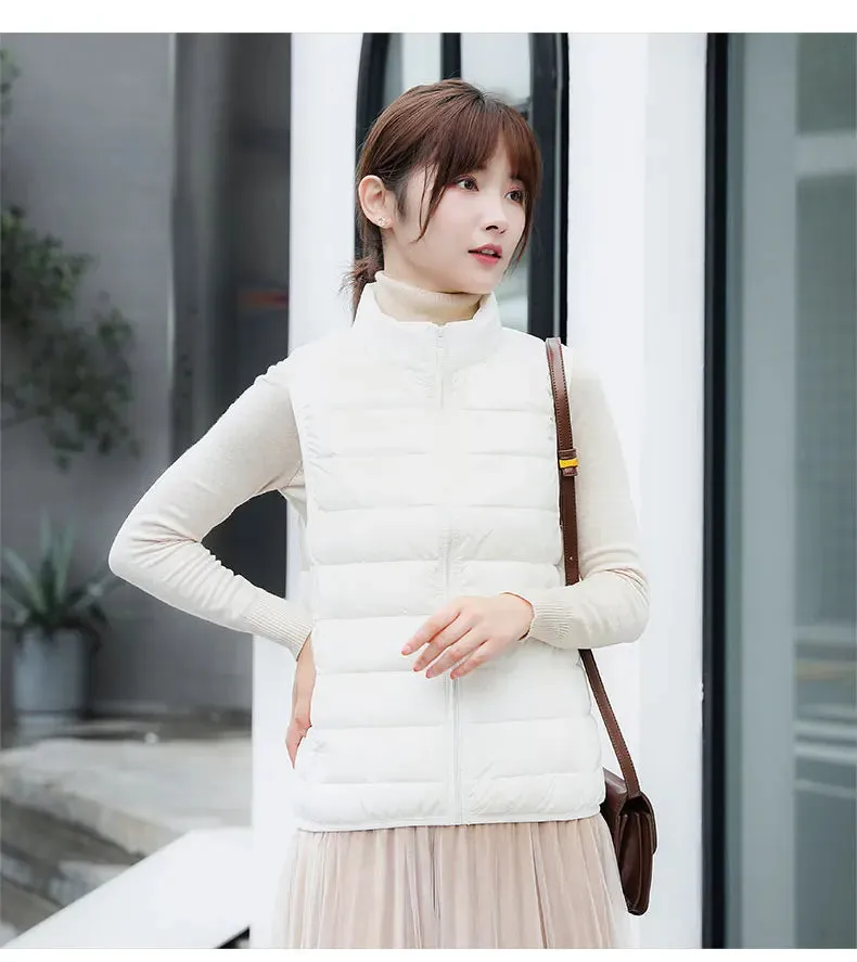 Women Sleeveless Jacket Ultra Light 90% White Duck Down Vests