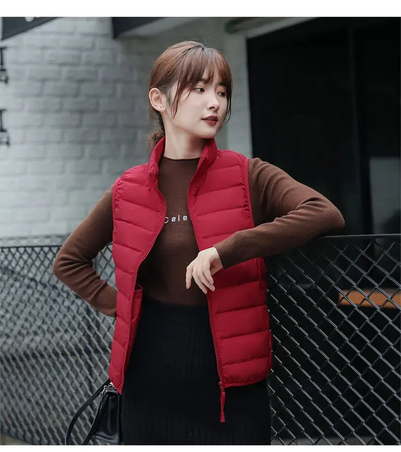 Women Sleeveless Jacket Ultra Light 90% White Duck Down Vests