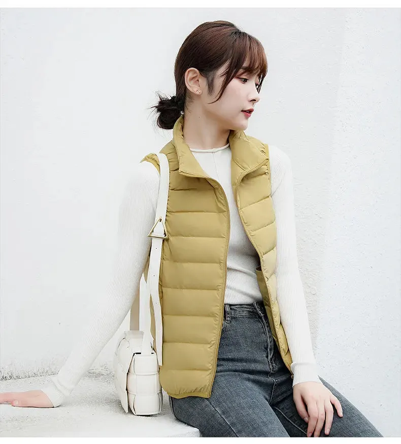 Women Sleeveless Jacket Ultra Light 90% White Duck Down Vests