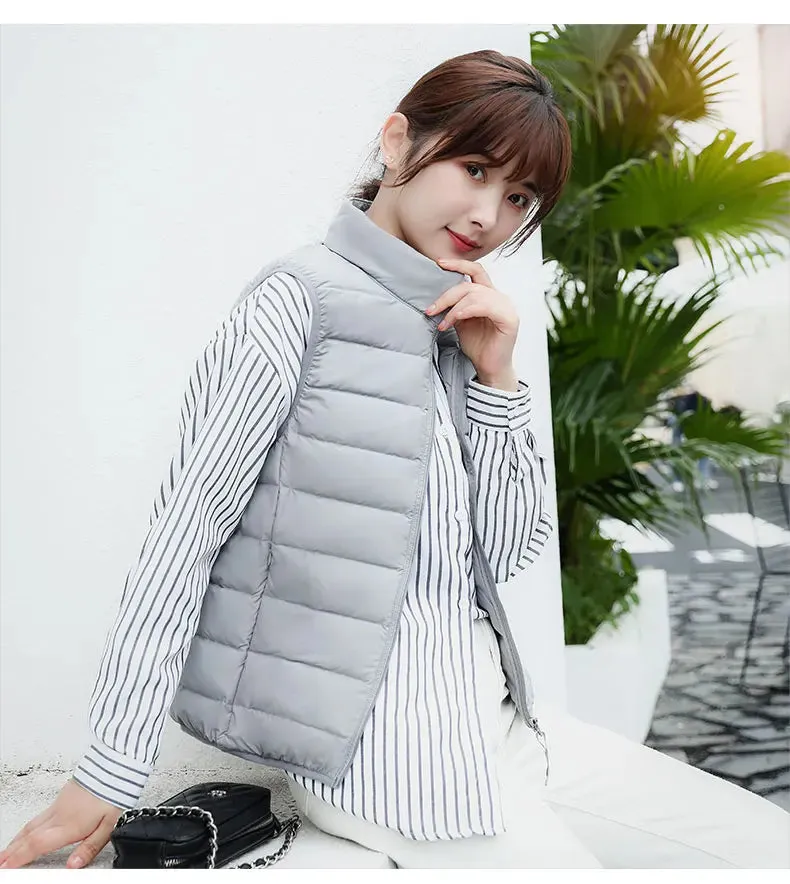 Women Sleeveless Jacket Ultra Light 90% White Duck Down Vests