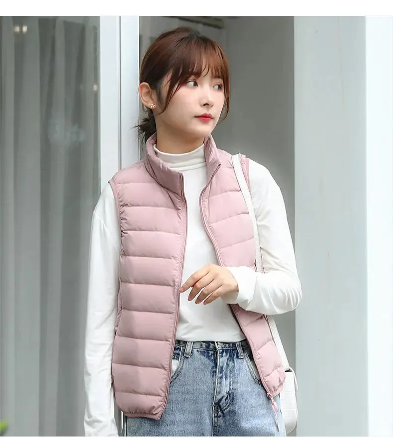 Women Sleeveless Jacket Ultra Light 90% White Duck Down Vests