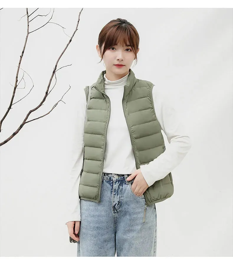 Women Sleeveless Jacket Ultra Light 90% White Duck Down Vests