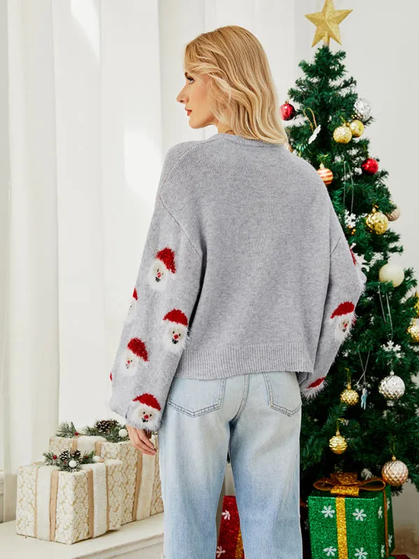 Women's Christmas Jumper With Santa Face Design