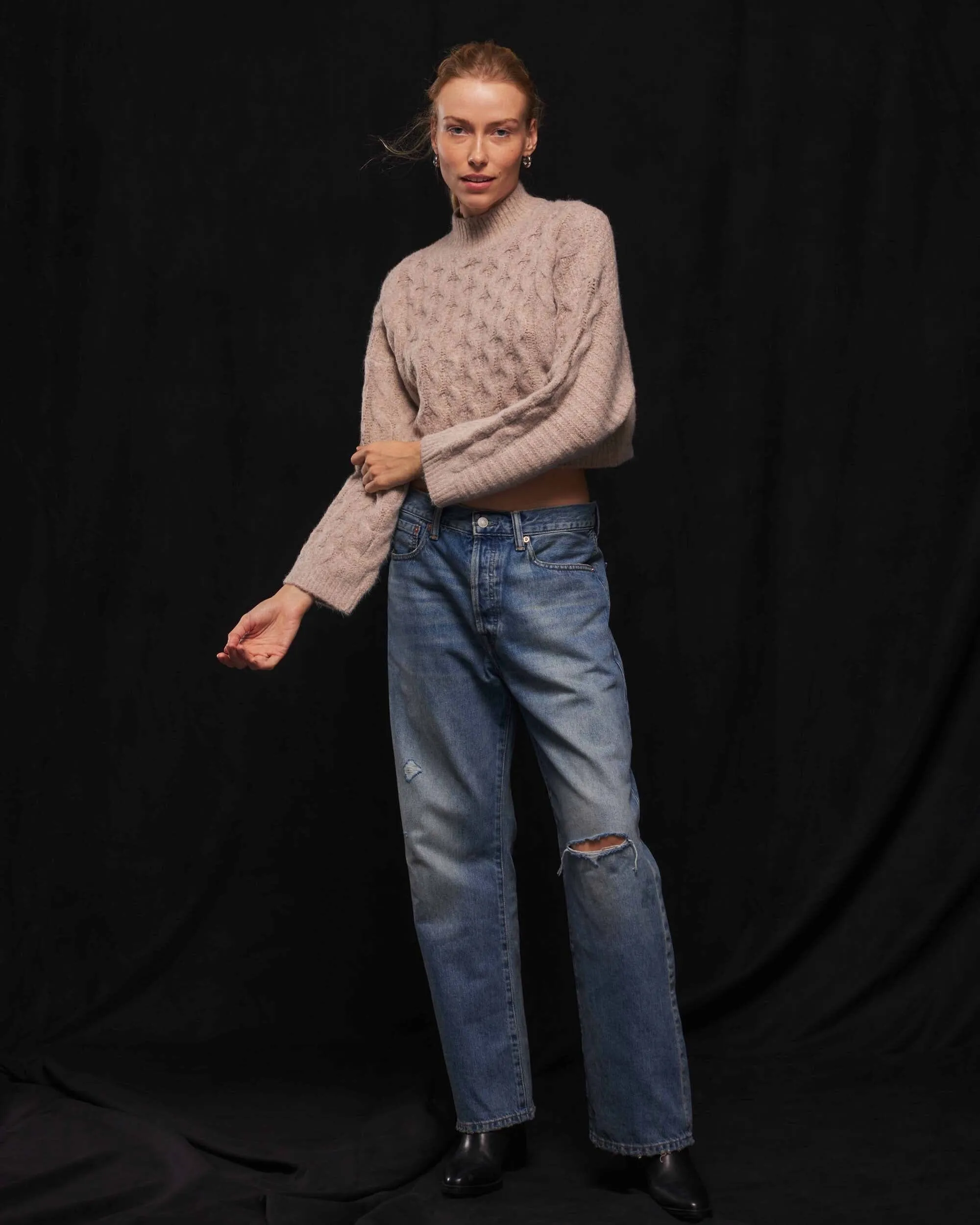 Women's Cropped Turtleneck Sweater