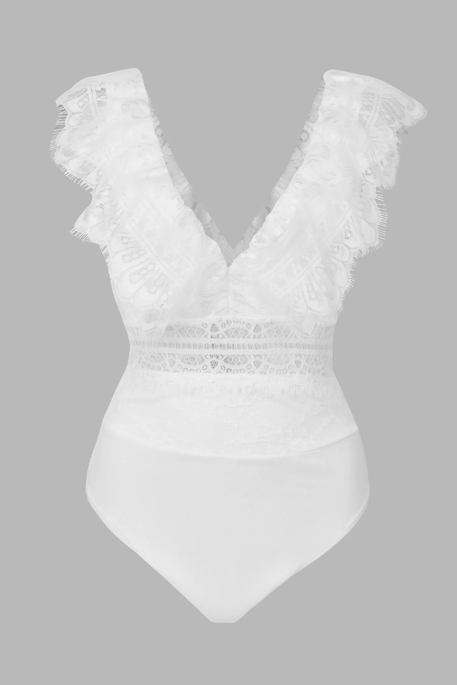X Madison Love Eyelash Lace V-Neck Bodysuit